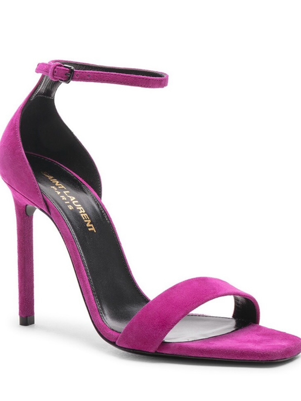 Saint Laurent Lou Lou Fuchsia Suede Stiletto Ankle-Strap Sandal Heels size 38